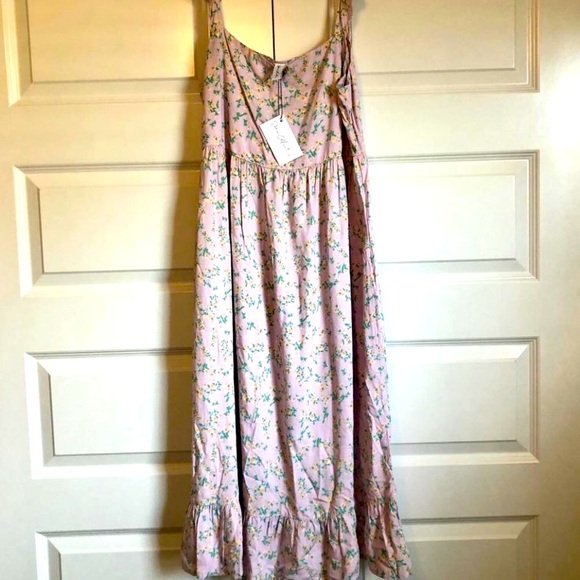 NWT SOKIE COLLECTIVE The Summer Flutter Lavender Yellow Floral Midi Dress L - Picture 4 of 6